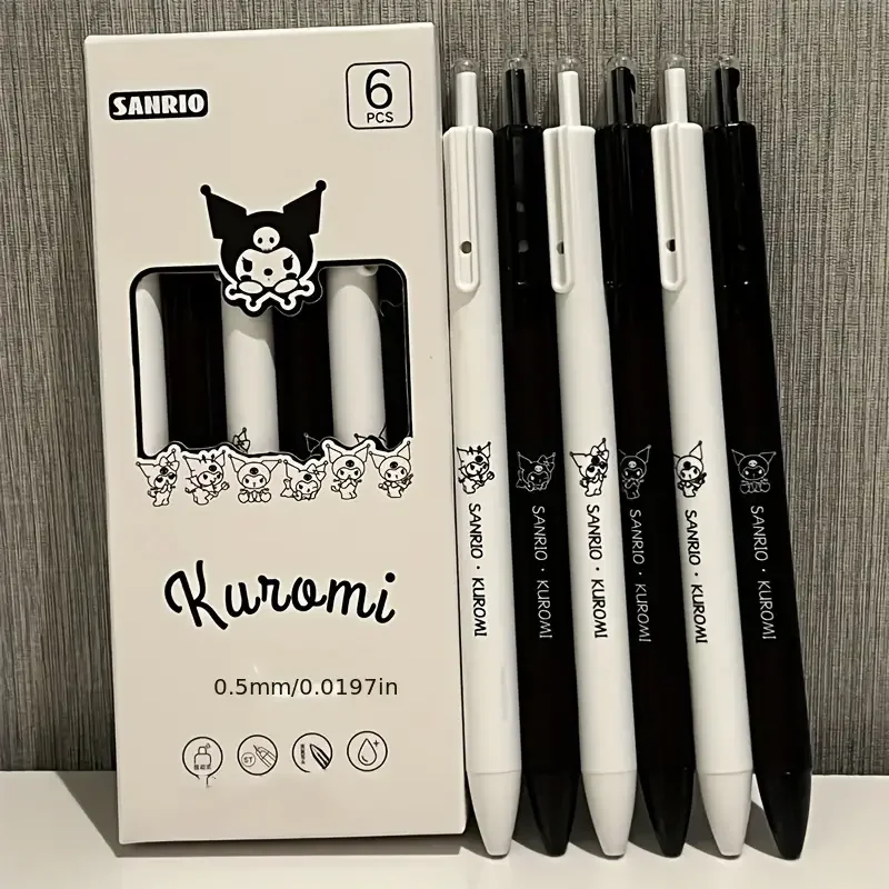 Sanrio Hello Kitty & Kuromi Cute Gel Pen Set Quick-Dry 0.5mm Fine Point Black Ink for Exams and Daily Use