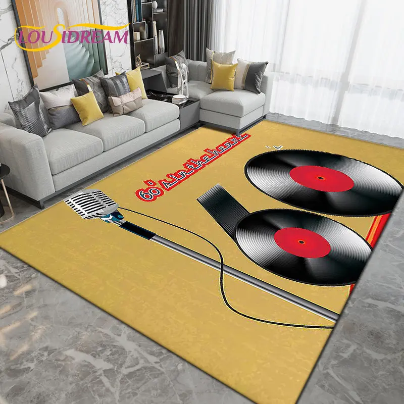 Retro Colored Vinyl Records Music Background Area Rugs Living Room Floor  Mat Rug