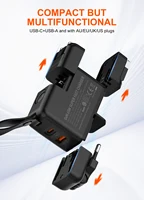 LDNIO 65W USB C Charger GaN Travel Charger 2 USB Fast Charging Ports Universal Travel Adapter UK/EU/USA/AUS plug for Laptops - Image 4