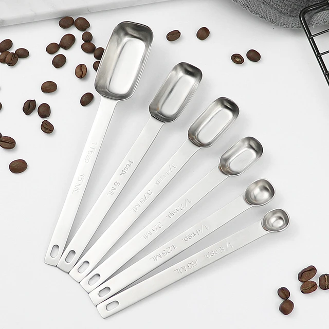 Stainless Steel Measuring Spoons Cups Set Tablespoon Set with Bonus Leveler  Etched Markings Removable Clasp Kitchen Gadgets - AliExpress