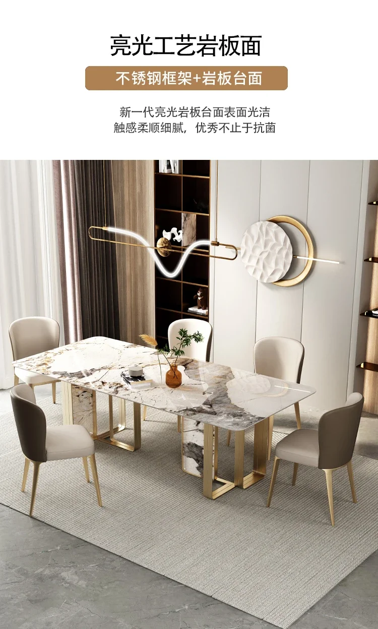 

Стол-тарелка в итальянском стиле, современный простой стиль, роскошная вилла, большой семейный дизайнерский мраморный квадратный стол и стулья, под заказ