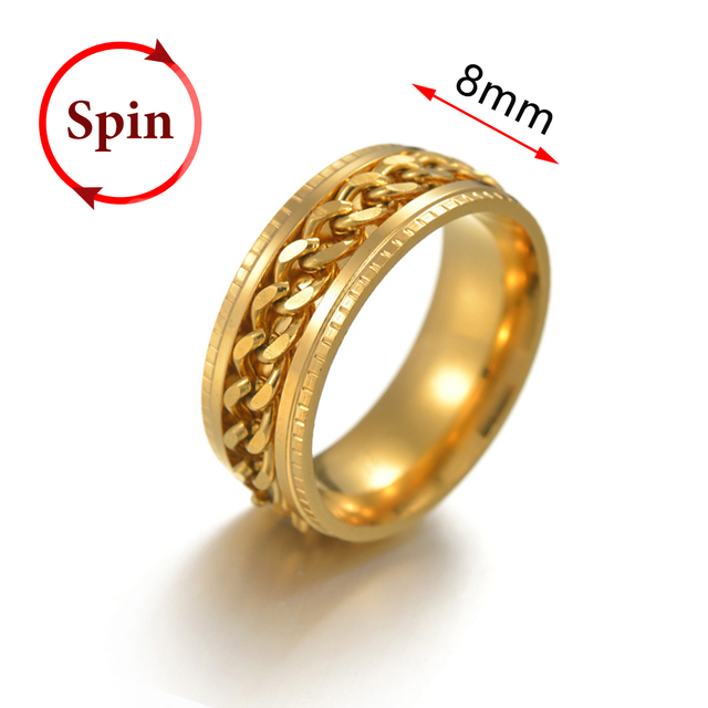 Fidget Spinner Rings For Women Men Spinning Rotating Stainless Steel Pubk Ring Anti Stress Accessories Men's Jewelry