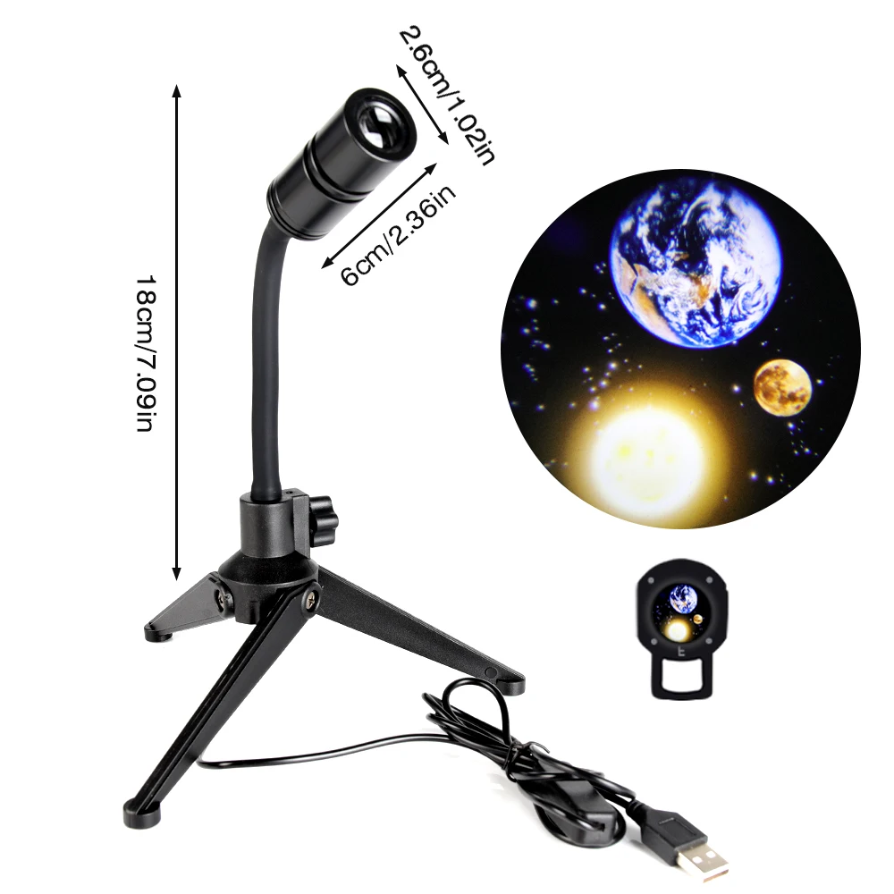 Earth Moon Projector Star Planet Projection Lamp 360 Rotatable Bracket Led Galaxy Night Light for Bedroom Atmosphere Decoration childrens night lights Night Lights