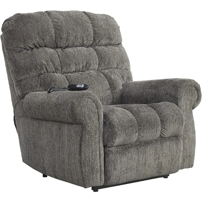 

Signature Design by Ashley Ernestine Power Lift Adjustable Oversized Recliner for Elderly, Gray