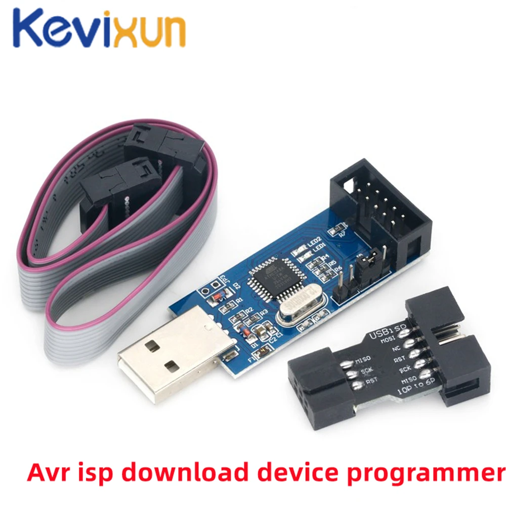 10Pin To 6 Pin Adapter Board+ USBASP USBISP AVR Programmer USB.