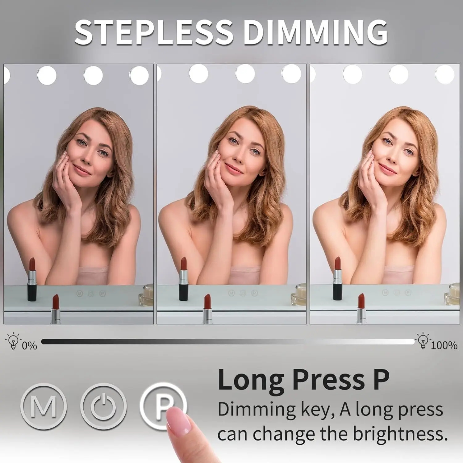 Hollywood Vanity Mirror with Lights 15 Dimmable LED Bulbs 3 Color Lighting Adjustable Brightness USB Charging Port