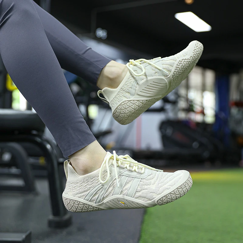 GallonShark Wide Toe Box Barefoot Shoes, Breathable Knit Non-Slip Sneakers For Powerlifting & Gym Workouts_desvips.com