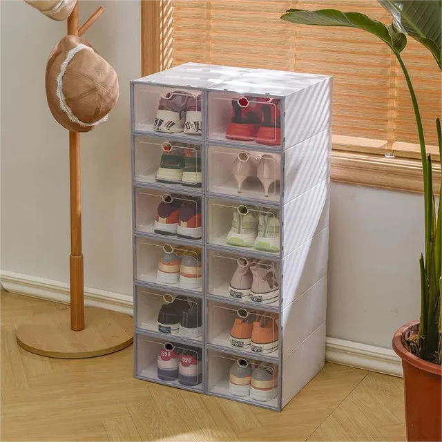 Armoire de rangement à chaussures en plastique, boîte à chaussures