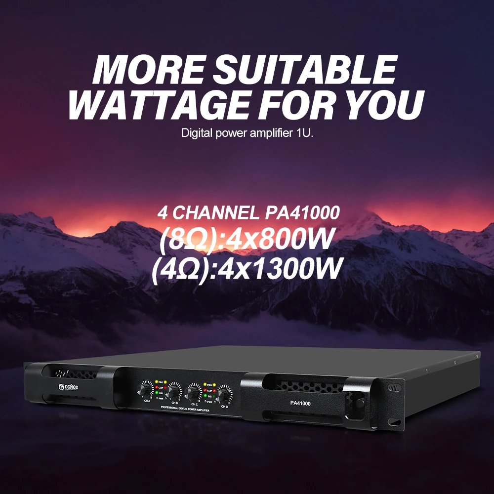 DGNOG PA41000 4옴 1300W*4 프로페셔널 4채널 디지털 앰프 1U DJ 오디오 디지털 앰프 스테이지 공연용 앰프
