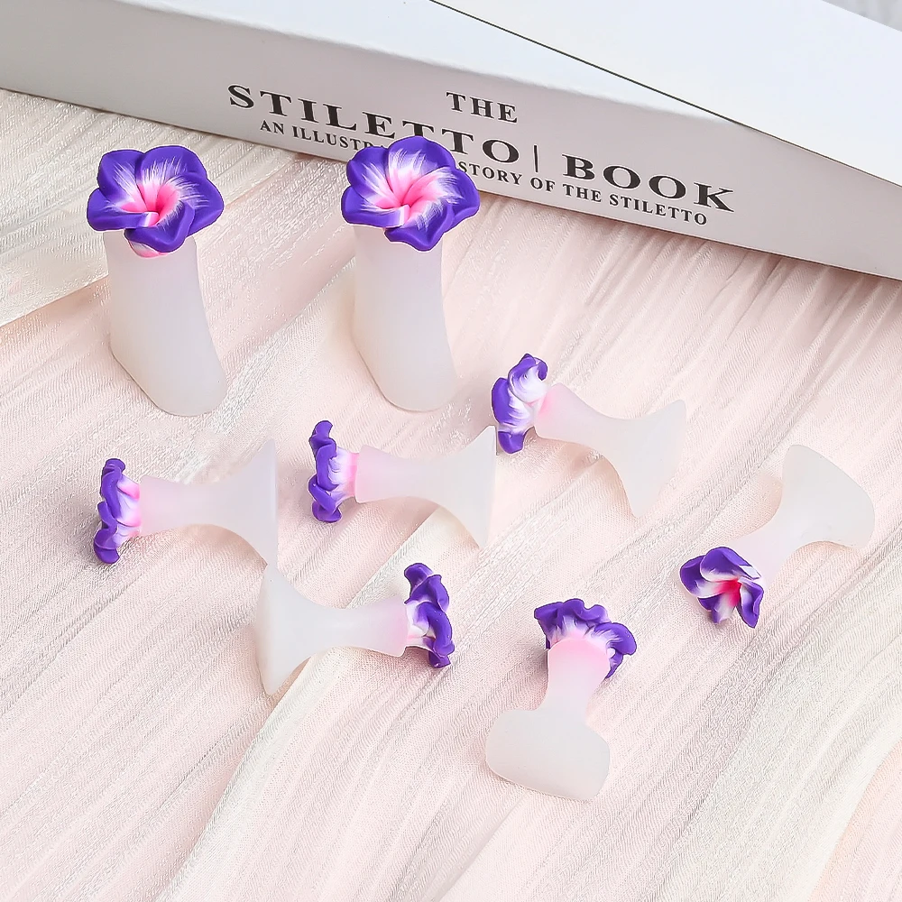8pcs/Bag Flower Soft Silicone Toe Separator Foot Finger Divider Form Manicure Pedicure Care Nail Art Tool Flexible Holder Access