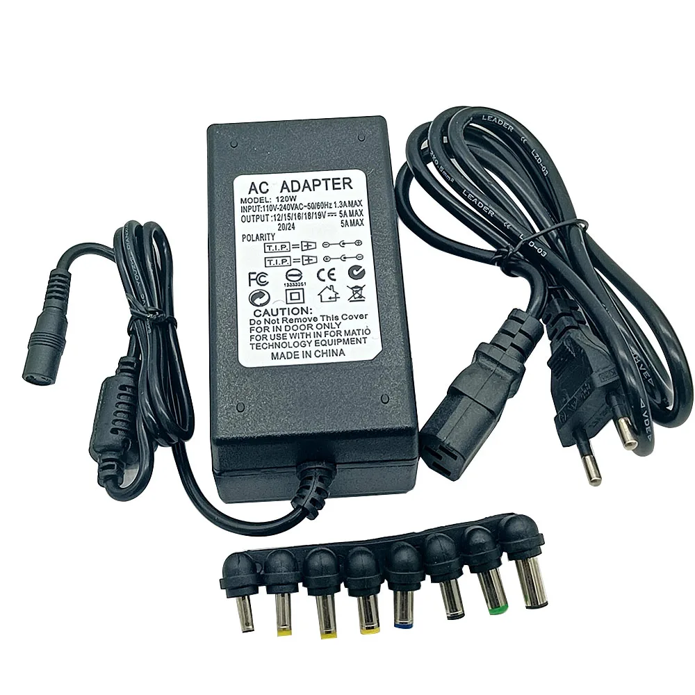 범용 전원 공급 장치 충전기, 조절식 LED 전원 어댑터, 4-5A, DC12 V, 15V, 16V, 18V, 19V, 20V, 24V, 120W