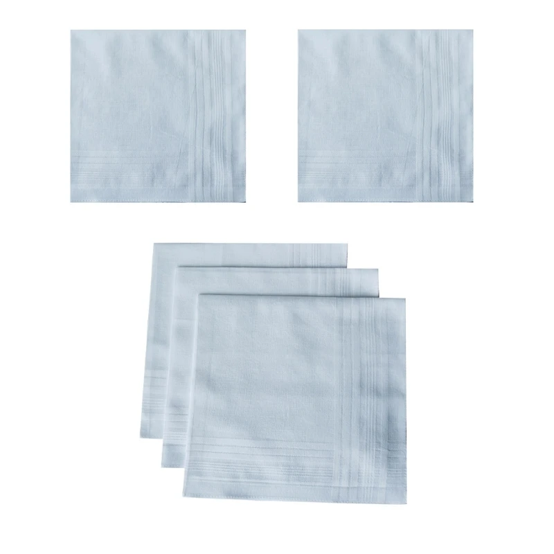 Absorbent Handkerchiefs Cotton Square Towel Hankies Men White Bandannas Hankies Sweat Wiping Towel Pocket Square 5PCS pocket square mini handkerchief