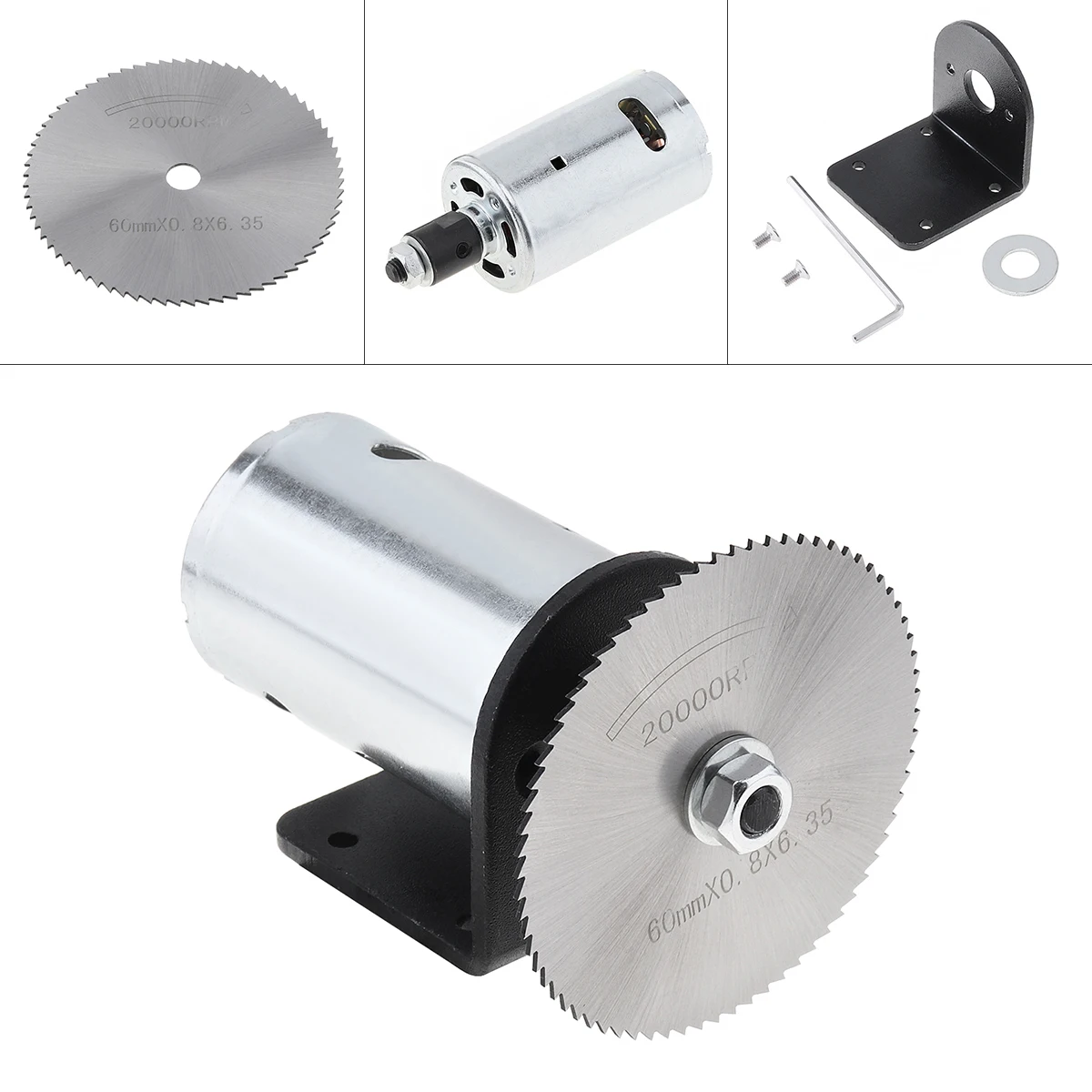 

4V 555 Cutting / Polishing / Engraving Motor Table Saw Kit with Ball Bearing Mounting Bracket and 60mm Saw Blade