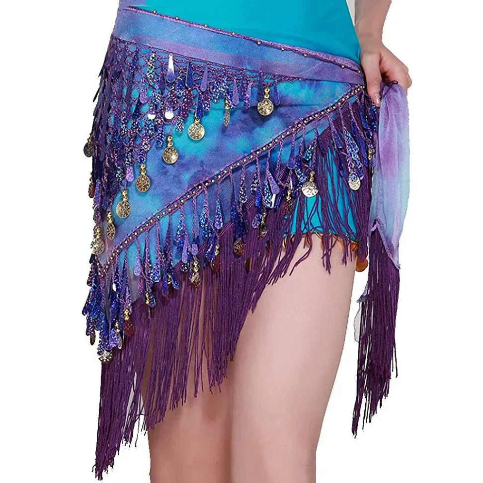 

Belly Dance Clothing Accessories Tassel Wrap Stretchy Mesh Base Women Bellydance Belts Fringes Hip Scarf