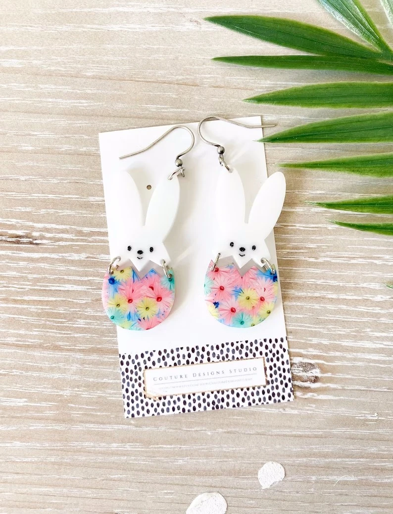 Easter Earrings Beaded Easter Dangle Earrings Easter Egg Earrings