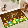 Easter Rabbit Eggs Flowers Washable Doormat Easter Decor Floor Mat Indoor and Outdoor Entrance Bathroom Doormat Bedrooom Carpet 1