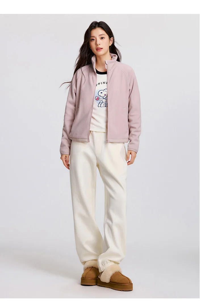 Coat Women Antistatic Polar Fleece Loose New Winter Stand-Up Collar Raglan Sleeve Jacket