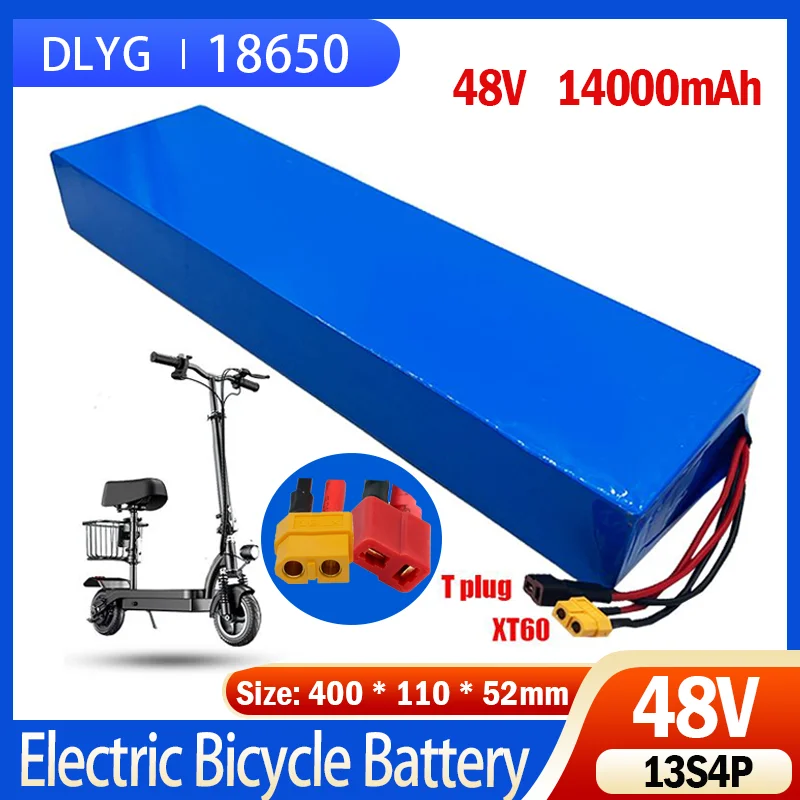 

Electric scooter battery pack 48V 13S4P 14000mAh 18650 rechargeable lithium-ion battery 54.6V 1000W electric bicycle battery BMS