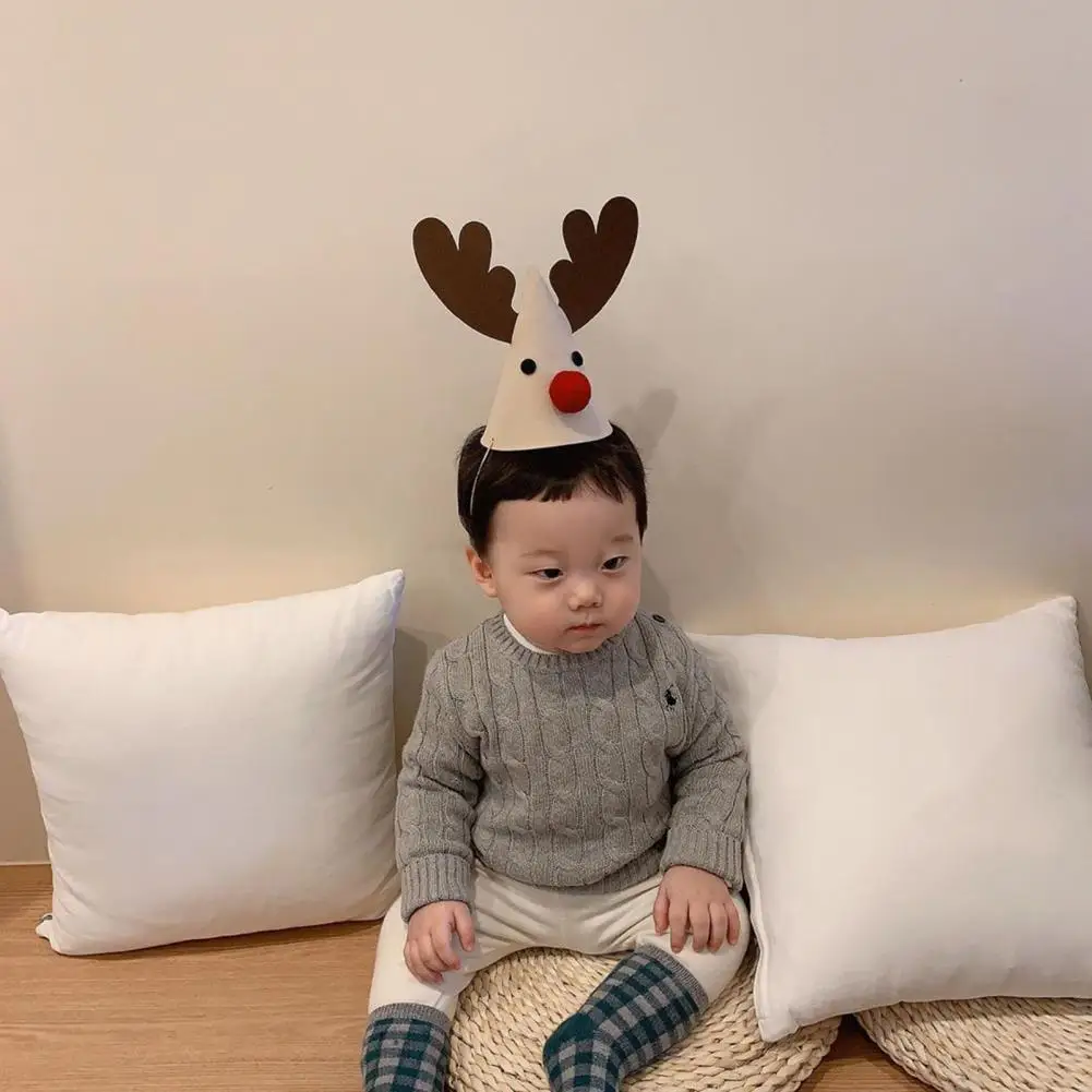 Christmas Hat Non Woven Fabric Decorative Tree Elk Xmas Party Cap for Kids Christmas Hats