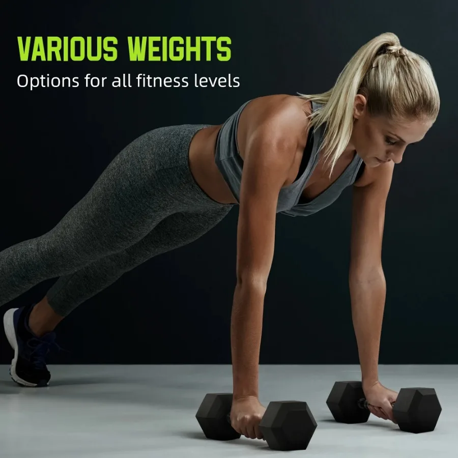 5 lb Rubber Hex Dumbbells 5