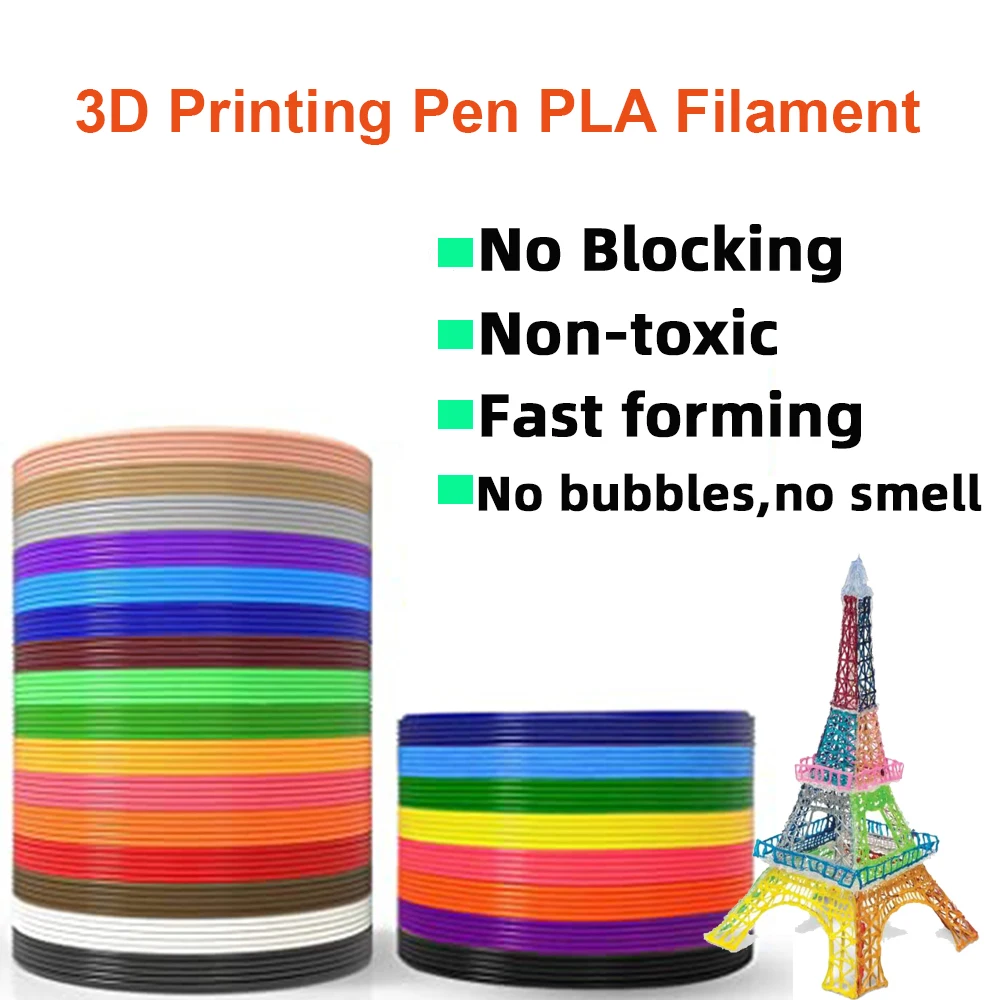 3D Pen PLA Filament 1.75MM Diameter 9M/36M/50M/100M/200M Colorless Odorless and Safe 3D Printing Material for Pen 3d printing pen filament
