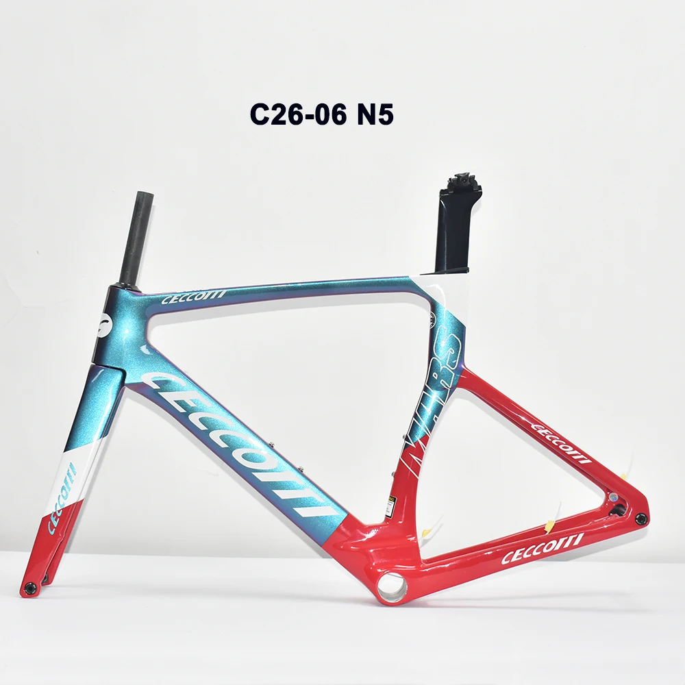 Ceccotti 카멜레온 페인트 카본 로드 자전거 프레임, 완전 숨겨진 케이블 라인, 디스크 브레이크, 레이싱 T47, 하단 브래킷, DPD 배송