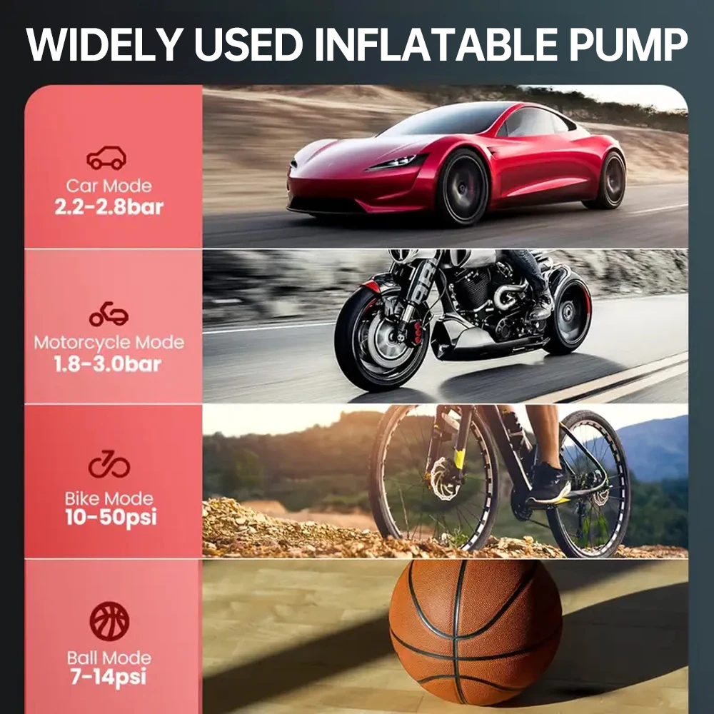 12V ������ ���� ���� 150PSI ����Ʈ �޴�� ���� ����� LED ���� SOS �÷��� ���� 4 ���� ���� ���÷��̼� ���