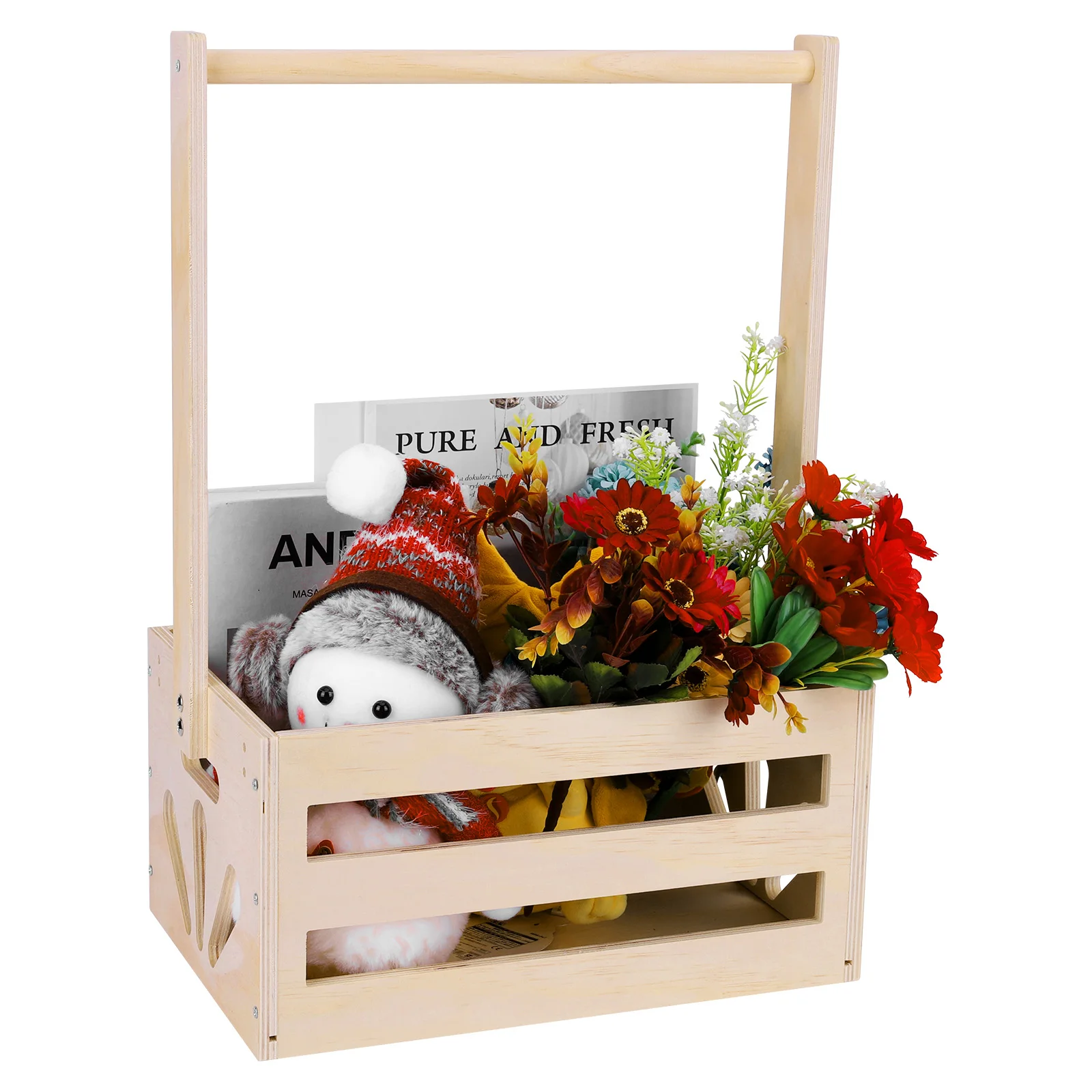 Wooden Baby Shower Gift Basket with Handle 1