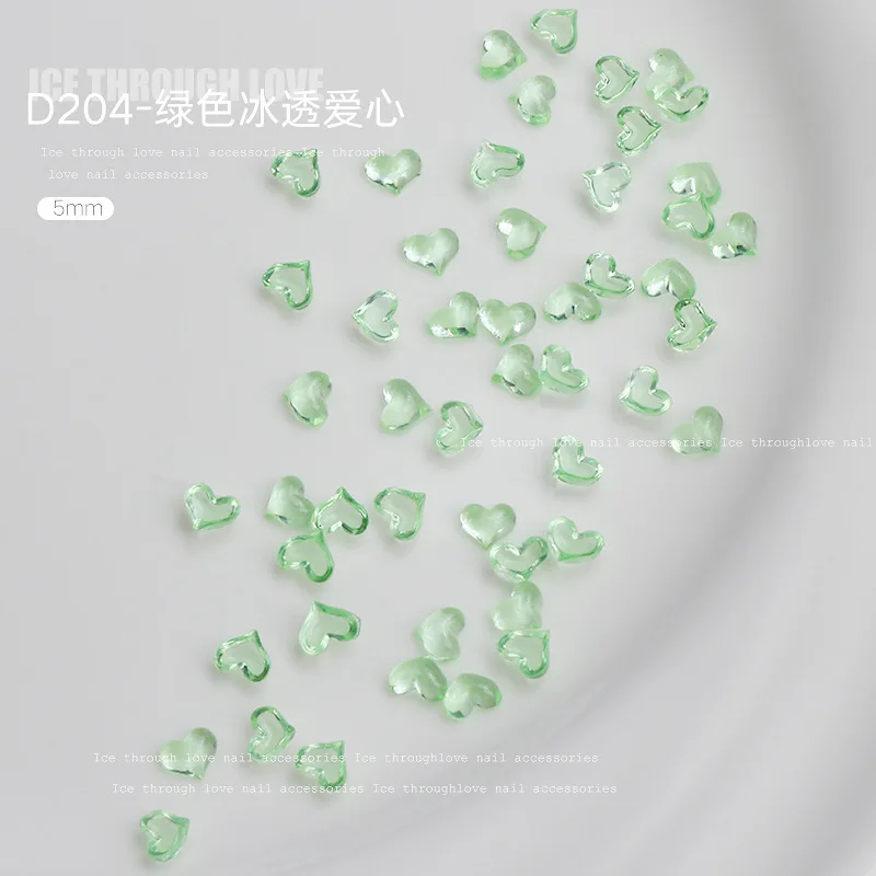 100Pcs Transparent Love Heart Nail Art Decorations 3D Nail Charms Resin Flatback Rhinestone Gems For DIY Manicure Accessories