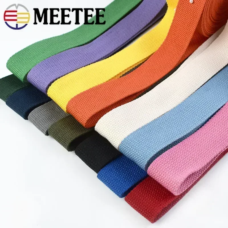Cotton Webbing Tapes 4Meters 1.3mm Thick 20-50MM Backpacks Strap Band Garment Ribbons Belt DIY Sewing Decoration Accessories