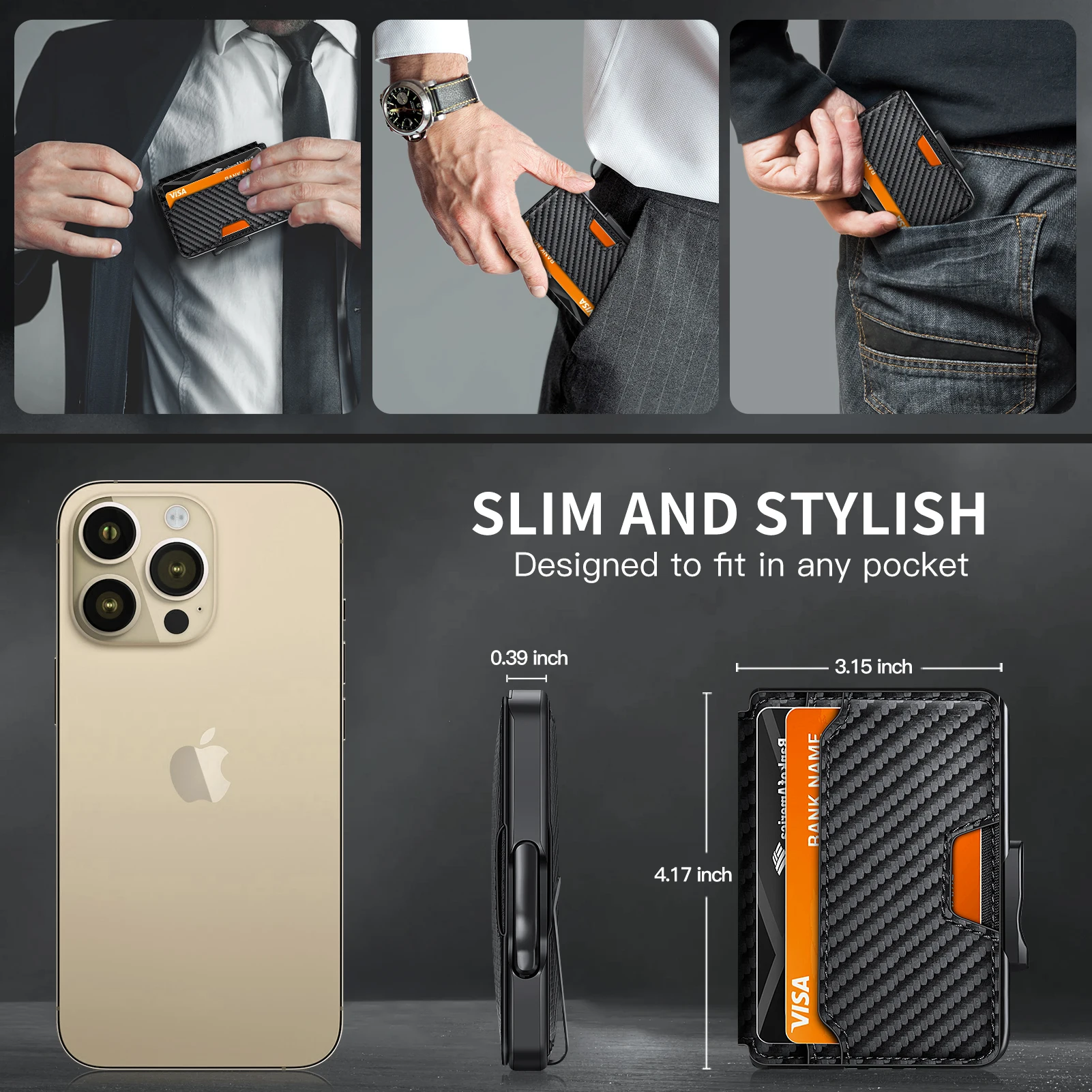 Portafoglio Uomo Minimalista In Alluminio - RFID Blocking, Per 5 Carte, Design Sottile