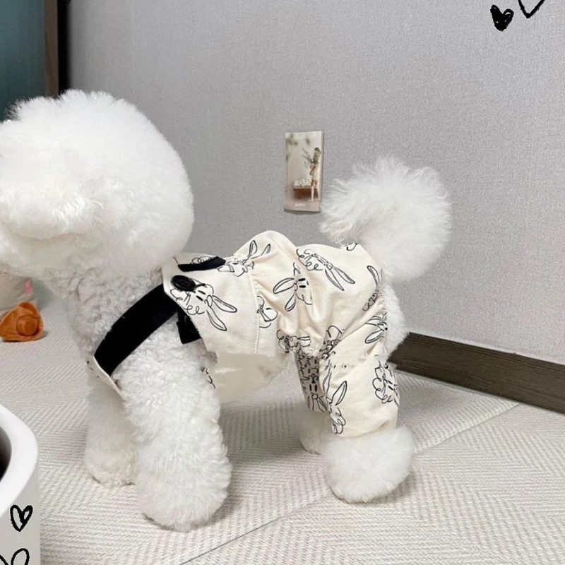 Puppy Rompers Dress Pet Outfits Dog Clothes Suspender Jumpsuits  Cute Rabbit Print Pet Couple Dresses Pet Supplies