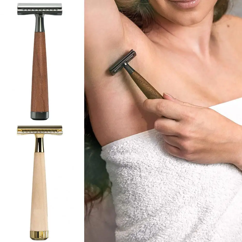 

Beard Shaver Smooth Faux Walnut Wooden Handle Lightweight Adults Universal Hair Remover Shaver Hair Remover Beard Shaving