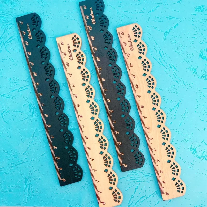 1pcs/lot Lovely  vintage lace design wood  Straight Ruler Wooden Ruler  bookmark Measuring Straight Ruler Tool Gift Stationery