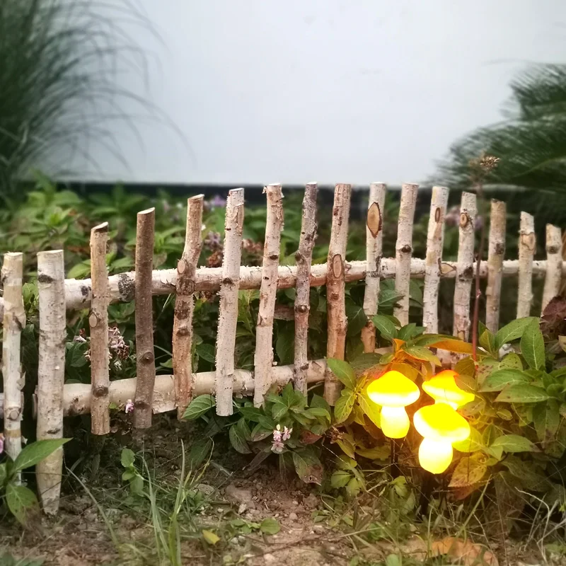 Birch Wood Garden Fencing Ground Insertion Type Flower Bed Fence Lawn Decorative Guardrail for Plant Partition Garden Border