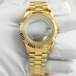 Premium Stainless Steel Watch Case with Sapphire Crystal Glass - 40mm for 36mm (Golden)
