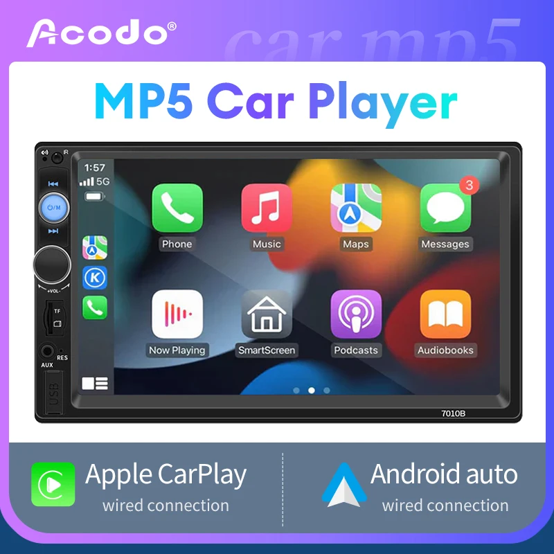 2din Car Radio Player 7inch Carplay Android Auto Multimedia MP5 Car Stereo Bluetooth USB TF FM For Toyota Honda