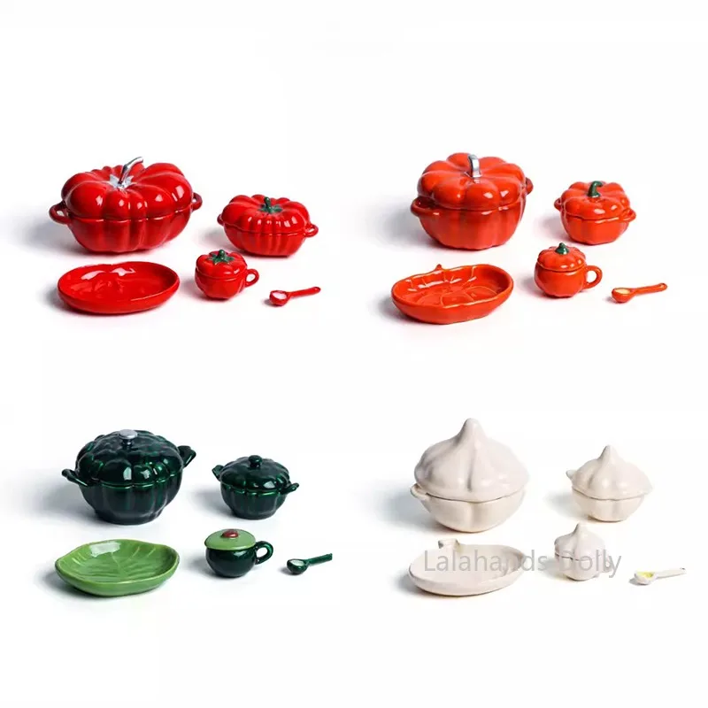 

Dollhouse Miniature Kitchen Furniture/Food Items Mini Simulated Snacks/stockpots/plates Model Doll House Decoration Accessories