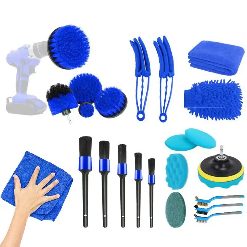 

Car Cleaning Brush Set 22pcs Car Detailing Brush Set Drill Scrubber Brush Kit Car Cleaning Supplies For Cleaning Wheels Interior