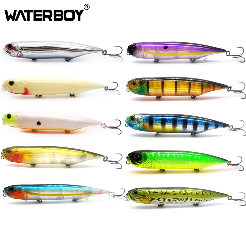 

WATERBOY 12 см 21 г карандаш для рыбалки приманка для соленой воды Topwater Fish погремушка в виде собаки искусственная приманка 3 крючка твердая рыболовная приманка