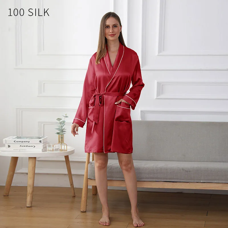 High Quality Real Silk Sleeping Robe Female Winter Thicken Natural Silk  Sleepwear Women Printed Long-sleeved Bathrobes Ye2028 - Robes - AliExpress