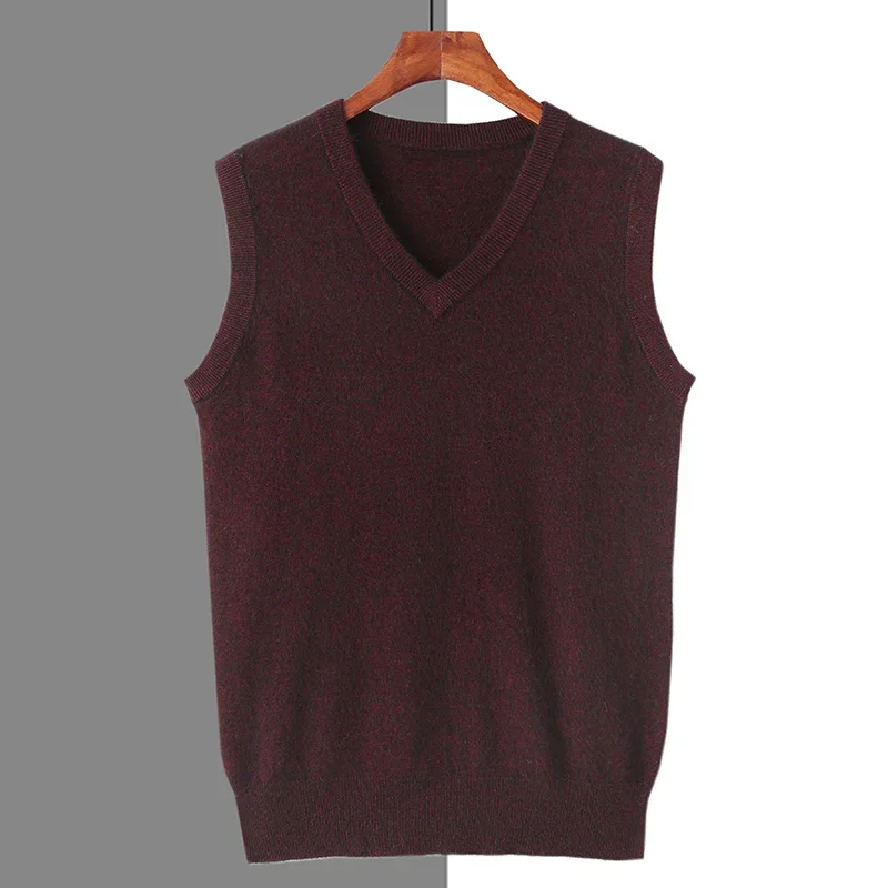 Autumn/Winter Men's Sweaters Marten cashmere Vest Fashion New Sleeveless V-neck Casual Young Style Pullover Solid Knitted Tops