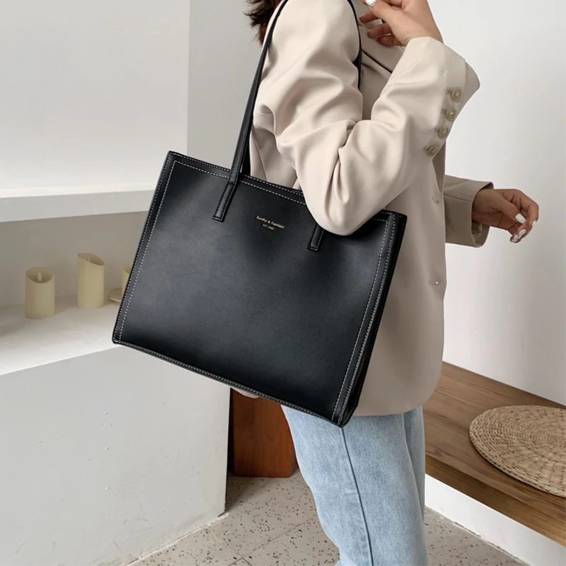 Große Luxus Handtasche Frauen Tasche Designer Shopper Tasche Leder Laptop  Einfarbig Große Größe Weibliche Schulter Tasche Sac EIN wichtigsten 2022| |  - AliExpress