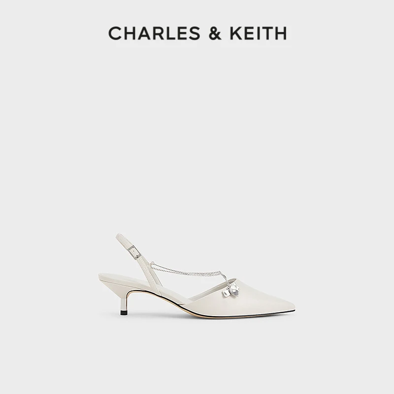 

CHARLES&KEITH24 summer new CK1-61720188 Pointed thin heel back empty cross chain sandals for women