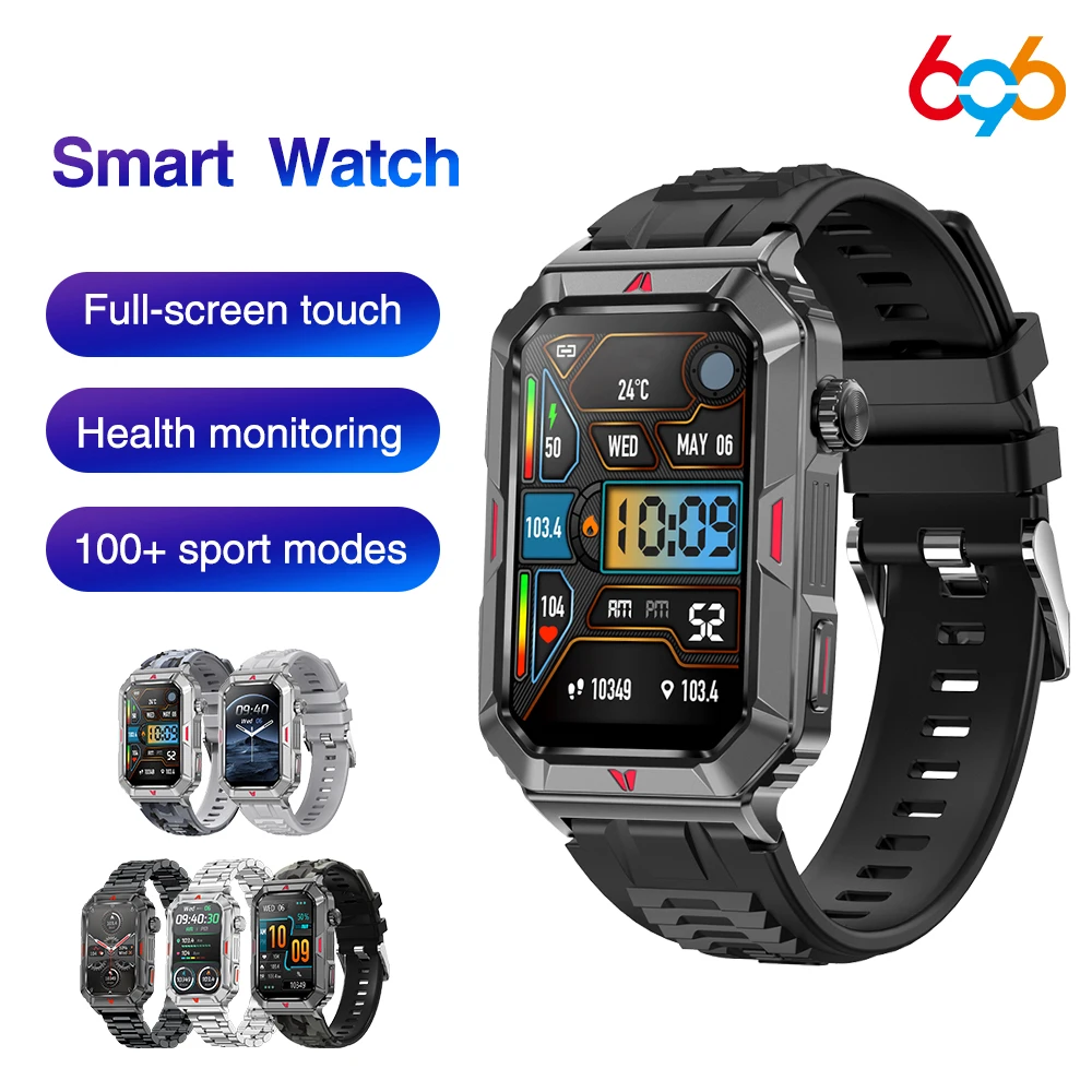 

Мужские спортивные умные часы для фитнеса на открытом воздухе с синими зубьями, водонепроницаемый браслет, умные часы с сенсорным экраном