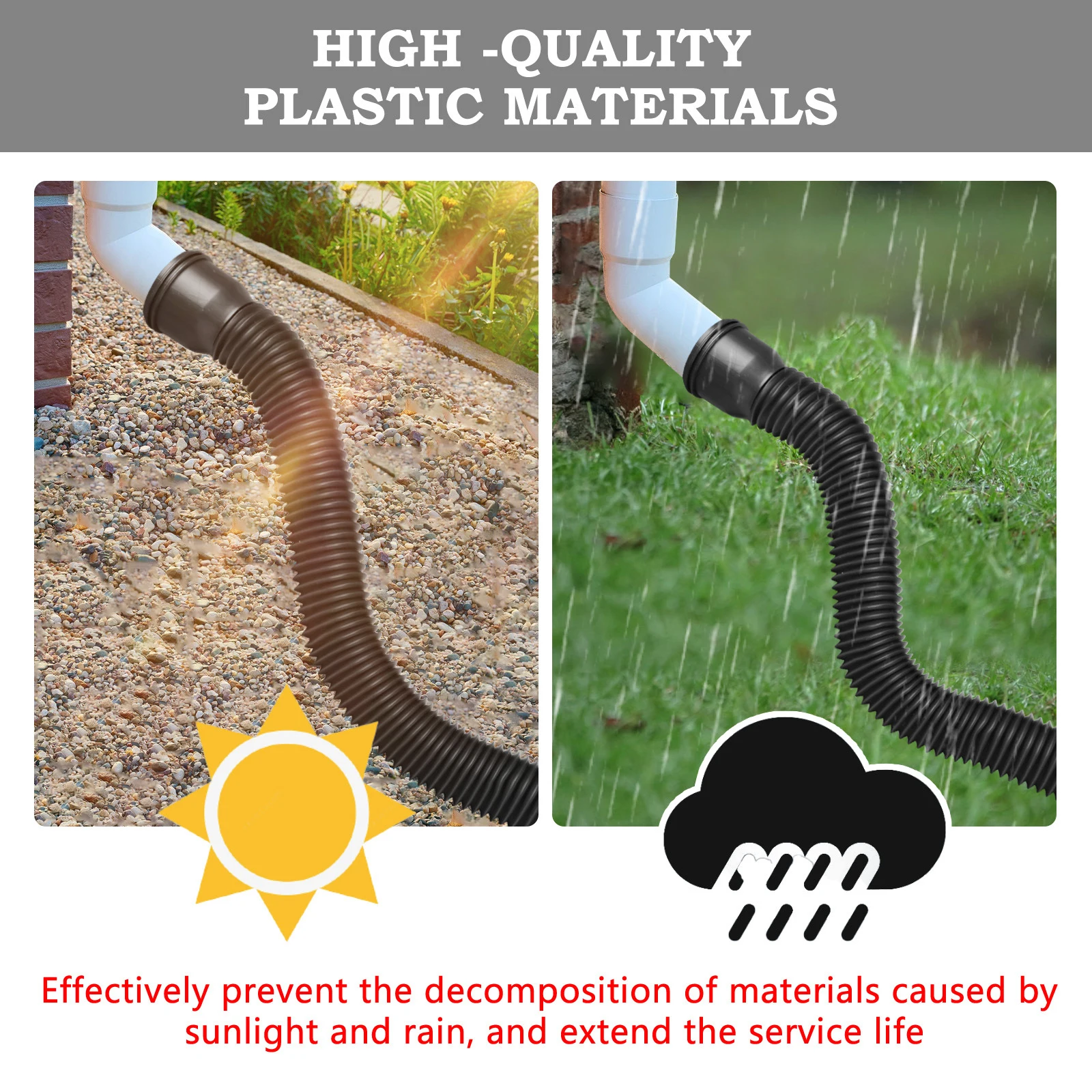 Rain Gutter Downspout Extensions 18.5-59inch with Screws Downspout Extender for Lawn House Gutter Garden Yard Outdoor