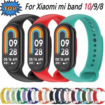 Soft Official Silicone Strap for Xiaomi Mi Band 10 9 8 Breathable Bracelet Accessories belt for MiBand 9 8 Replacement Wristband 1