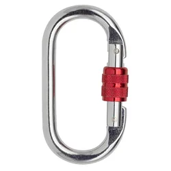 Oval Shape Screw Gate Locking Carabiner 25kN for Rock Climbing and Outdoor Yoga (Silver)