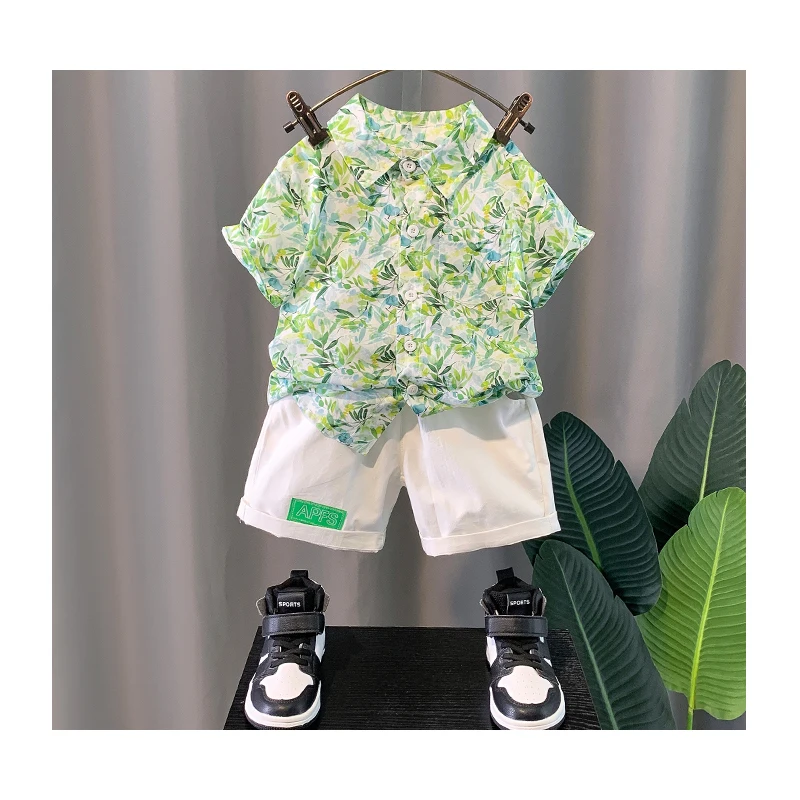

Baby Boy Clothes Baby Clothes 2-9 Years Old Summer Short-Sleeved Shorts Suit Baby Printed Shirt Casual Shorts Two-Piece Suit