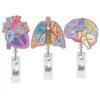 Medical Heart Lung Brain Acrylic Glitter Retractable Badge Reel Rotating Crocodile Clip ID Badge Holder for Doctor Nurse 1